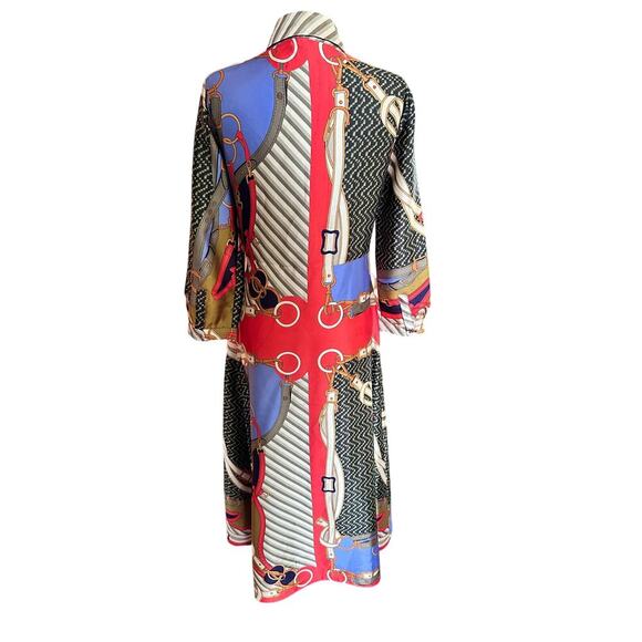 Zara Woman Multicolor Satin Fit and Flare Collared Midi Dress Size Small - Picture 4 of 6